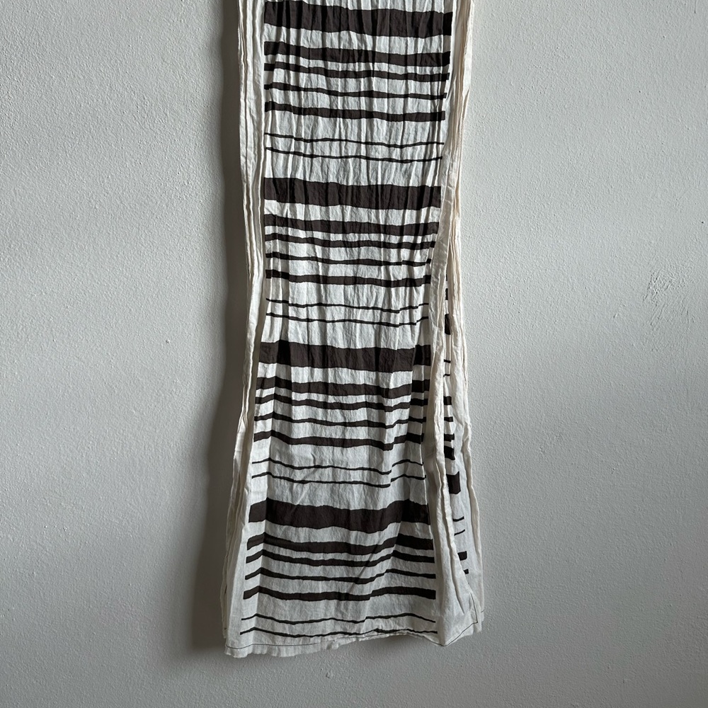 Graphic Brown & White Striped Linen Scarf